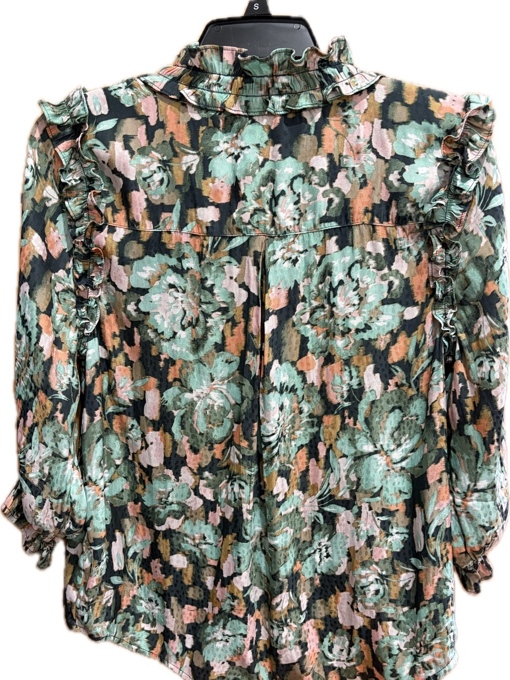 Democracy Floral Ruffle V-Neck Blouse S - Picture 6 of 14